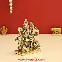 Shiv Parivar Mahadev Shiva Family Idol in Brass- 4 Inch Height