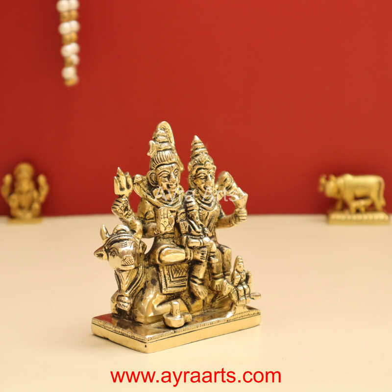 Shiv Parivar Mahadev Shiva Family Idol in Brass- 4 Inch Height