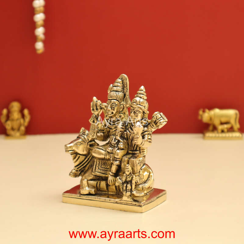 Shiv Parivar Mahadev Shiva Family Idol in Brass- 4 Inch Height