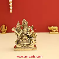 Shiv Parivar Mahadev Shiva Family Idol in Brass- 4 Inch Height