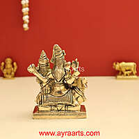 Shiv Parivar Mahadev Shiva Family Idol in Brass- 4 Inch Height