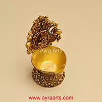 Intricately Carved Premium Brass Lakshmi Deepam - 4 inch Height