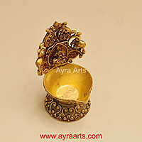 Intricately Carved Premium Brass Lakshmi Deepam - 4 inch Height