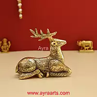 Antique Brass Decorative Deer for Home and Office Decor - 4 Inch Height