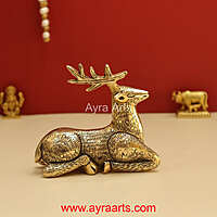 Antique Brass Decorative Deer for Home and Office Decor - 4 Inch Height