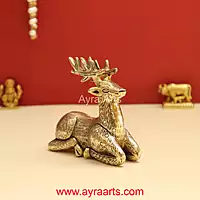 Antique Brass Decorative Deer for Home and Office Decor - 4 Inch Height
