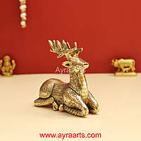 Antique Brass Decorative Deer for Home and Office Decor - 4 Inch Height