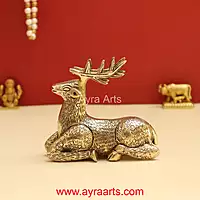 Antique Brass Decorative Deer for Home and Office Decor - 4 Inch Height