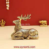 Antique Brass Decorative Deer for Home and Office Decor - 4 Inch Height