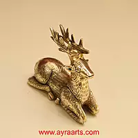Antique Brass Decorative Deer for Home and Office Decor - 4 Inch Height
