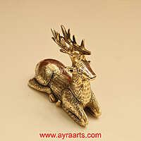 Antique Brass Decorative Deer for Home and Office Decor - 4 Inch Height