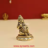 Brass Makhan Chor Matka Small Lord Bala Gopal Krishna Idol - 2.8 Inch Height