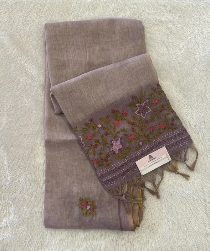 Saanvi - The Linen French Knot Saree with Heavy Blouse SWS168