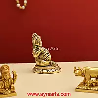 Brass Makhan Chor Matka Small Lord Bala Gopal Krishna Idol - 2.8 Inch Height