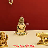 Brass Makhan Chor Matka Small Lord Bala Gopal Krishna Idol - 2.8 Inch Height
