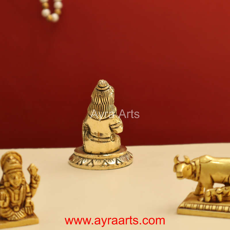 Brass Makhan Chor Matka Small Lord Bala Gopal Krishna Idol - 2.8 Inch Height