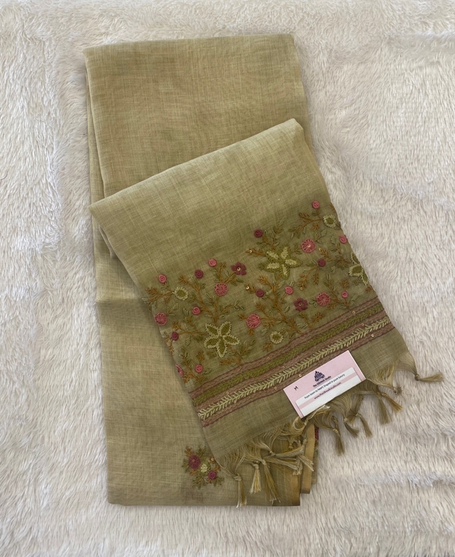 Saanvi - The Linen French Knot Saree with Heavy Blouse SWS168