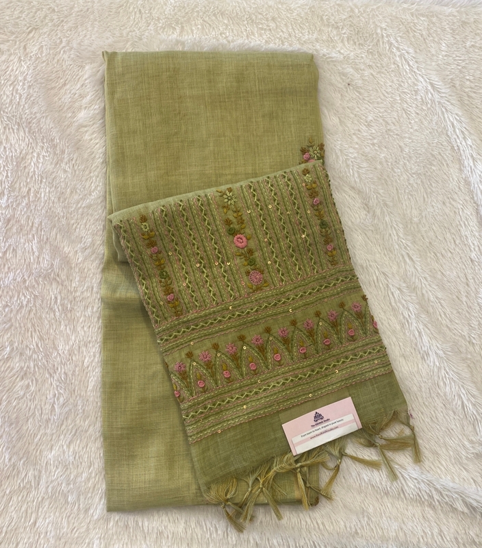 Saanvi - The Linen French Knot Saree with Heavy Blouse SWS176