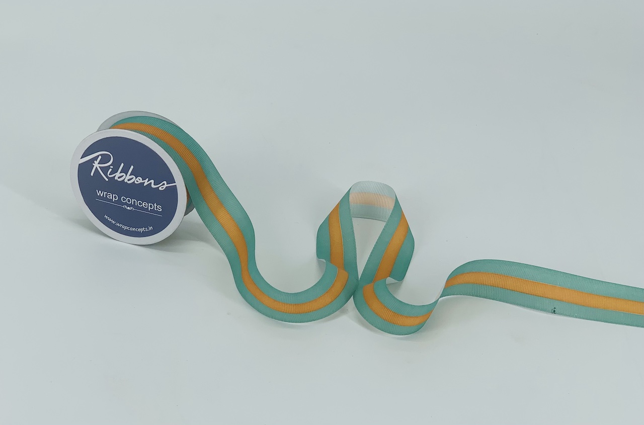 Grosgrain Stripes Ribbon - Grey & Aubergine