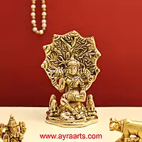 Adiyogi Lord Shiva As Dakshinamurthy ThasnaMurthi Brass Idol - 4.8 Inch Height