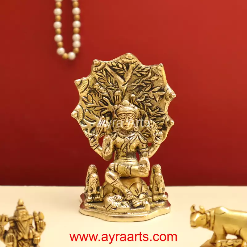 Adiyogi Lord Shiva As Dakshinamurthy ThasnaMurthi Brass Idol - 4.8 Inch Height