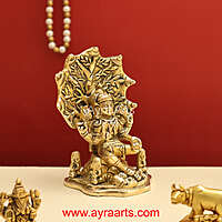 Adiyogi Lord Shiva As Dakshinamurthy ThasnaMurthi Brass Idol - 4.8 Inch Height