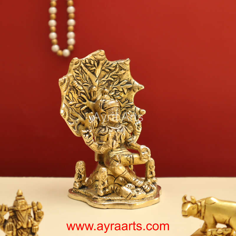 Adiyogi Lord Shiva As Dakshinamurthy ThasnaMurthi Brass Idol - 4.8 Inch Height