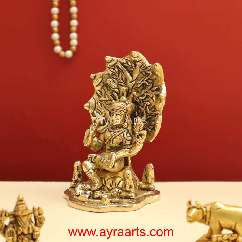 Adiyogi Lord Shiva As Dakshinamurthy ThasnaMurthi Brass Idol - 4.8 Inch Height