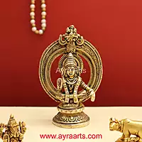 Seated Lord Swami Ayyappan Ayyappa Fine Brass Statue - 5 Inch Height