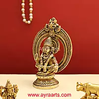 Seated Lord Swami Ayyappan Ayyappa Fine Brass Statue - 5 Inch Height