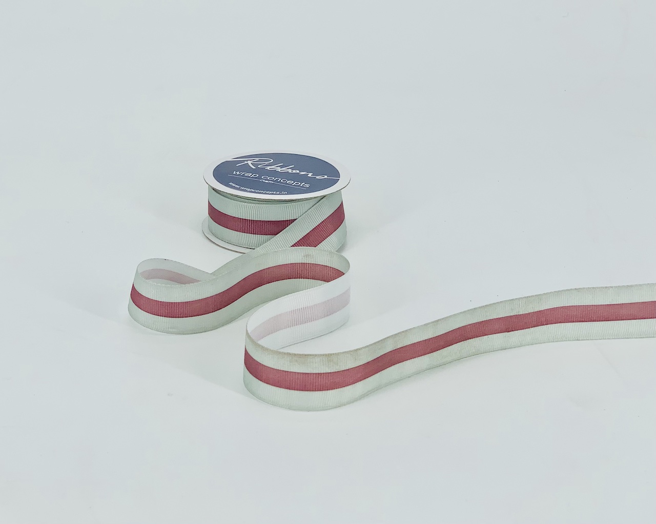 Grosgrain Stripes Ribbon - Grey & Aubergine