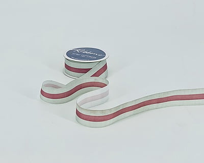 Grosgrain Stripes Ribbon - Grey & Aubergine