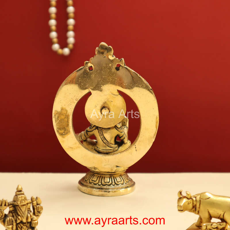 Seated Lord Swami Ayyappan Ayyappa Fine Brass Statue - 5 Inch Height