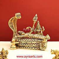 Brass Vishnu Lakshmi On Sheshnag with Shiva Lingam - 5.5 inch Height