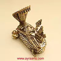 Brass Vishnu Lakshmi On Sheshnag with Shiva Lingam - 5.5 inch Height