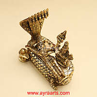 Brass Vishnu Lakshmi On Sheshnag with Shiva Lingam - 5.5 inch Height