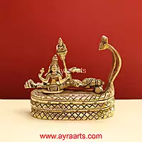 Brass Vishnu Lakshmi On Sheshnag with Shiva Lingam - 5.5 inch Height