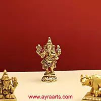 Handmade Brass Standing Ganesha Statue - 3 Inch Height