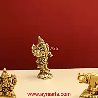 Handmade Brass Standing Ganesha Statue - 3 Inch Height