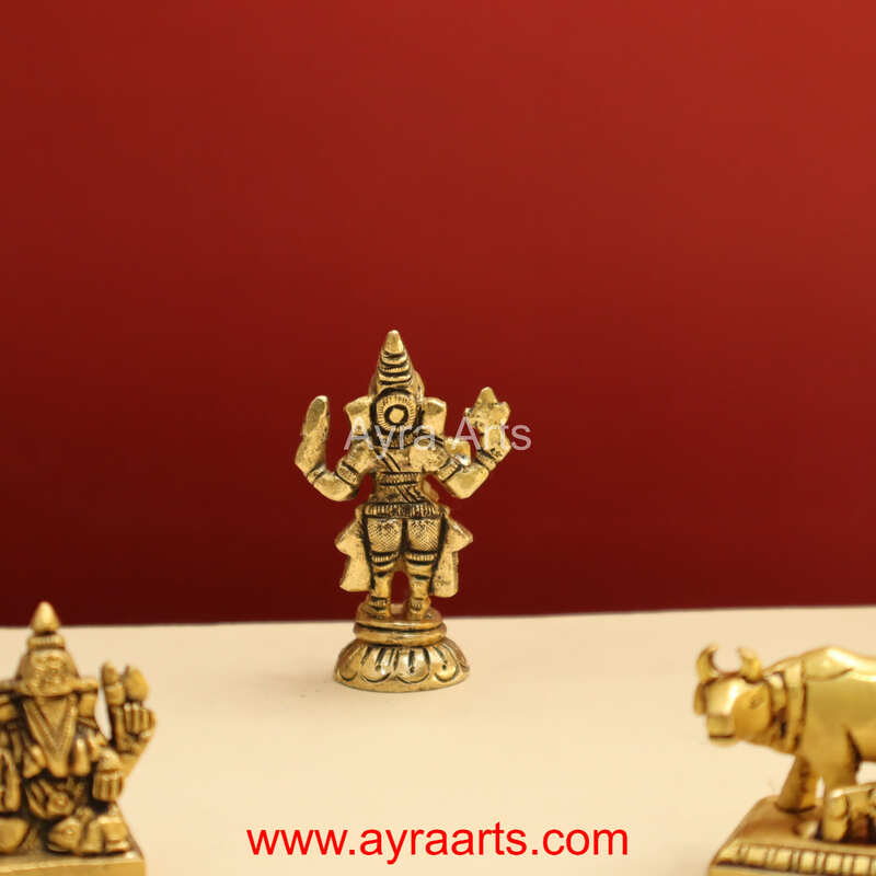 Handmade Brass Standing Ganesha Statue - 3 Inch Height