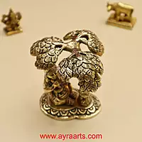 Beautiful Brass Bal Gopal Lord Krishna Under Tree with Matki Idol - 4 Inch Height