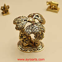 Beautiful Brass Bal Gopal Lord Krishna Under Tree with Matki Idol - 4 Inch Height