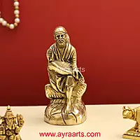 Shirdi Sai Baba Handmade Brass Sculpture - 4.8 Inch Height