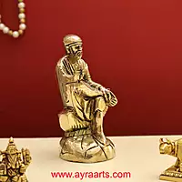 Shirdi Sai Baba Handmade Brass Sculpture - 4.8 Inch Height