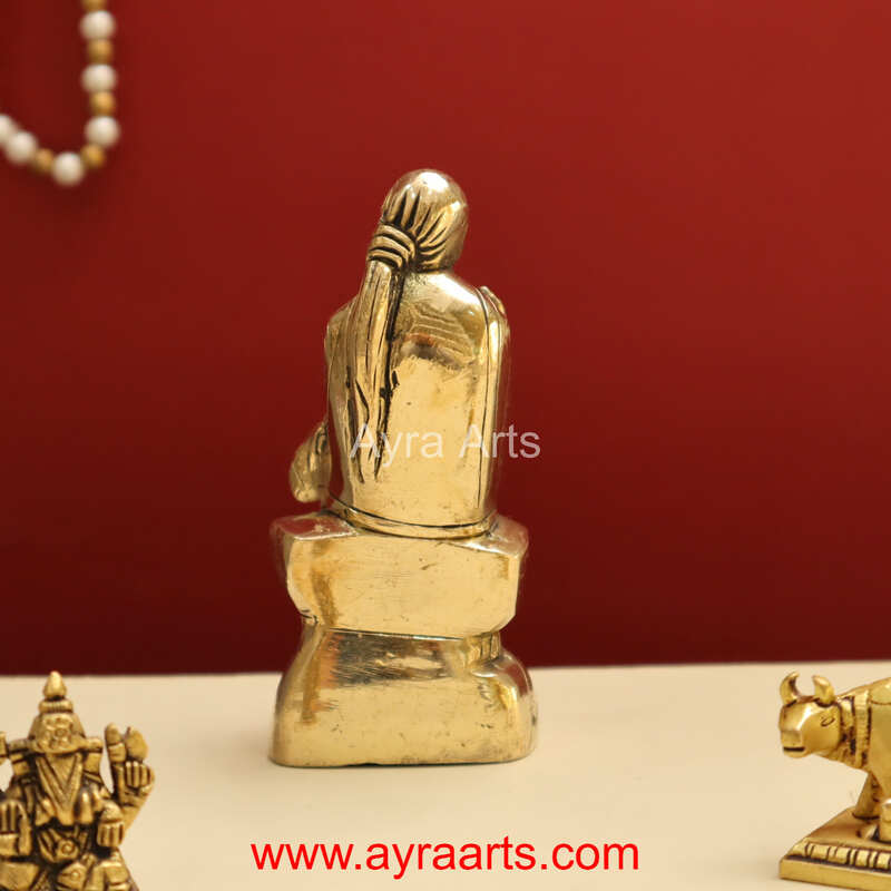 Shirdi Sai Baba Handmade Brass Sculpture - 4.8 Inch Height