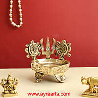Buy Pure Brass Shanku Chakra Deepam - 3.8 Inch Height