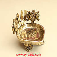Buy Pure Brass Shanku Chakra Deepam - 3.8 Inch Height