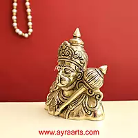 Handcrafted Hanuman Ji Bust Brass Idol For Home Office Temple Lucky Decor - 5 Inch Height