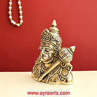 Handcrafted Hanuman Ji Bust Brass Idol For Home Office Temple Lucky Decor - 5 Inch Height