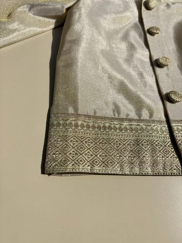 Ivory Tissue Silk Border Kurta Set